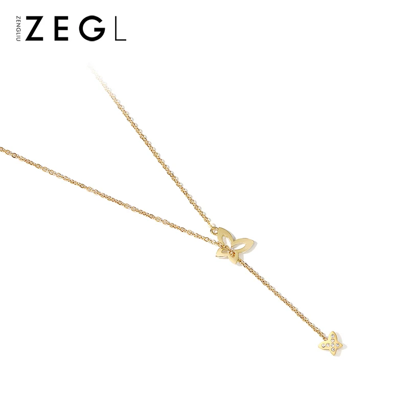 ZEGL small fresh butterfly necklace female clavicle chain simple student Sen Department girlfriends net red | Украшения и