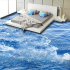 Современная простая морская волна, 3D напольная плитка, фрески, настенная бумага, гостиная, ванная, ПВХ, самоклеящееся водонепроницаемое напольное покрытие, Настенная бумага 3 D
