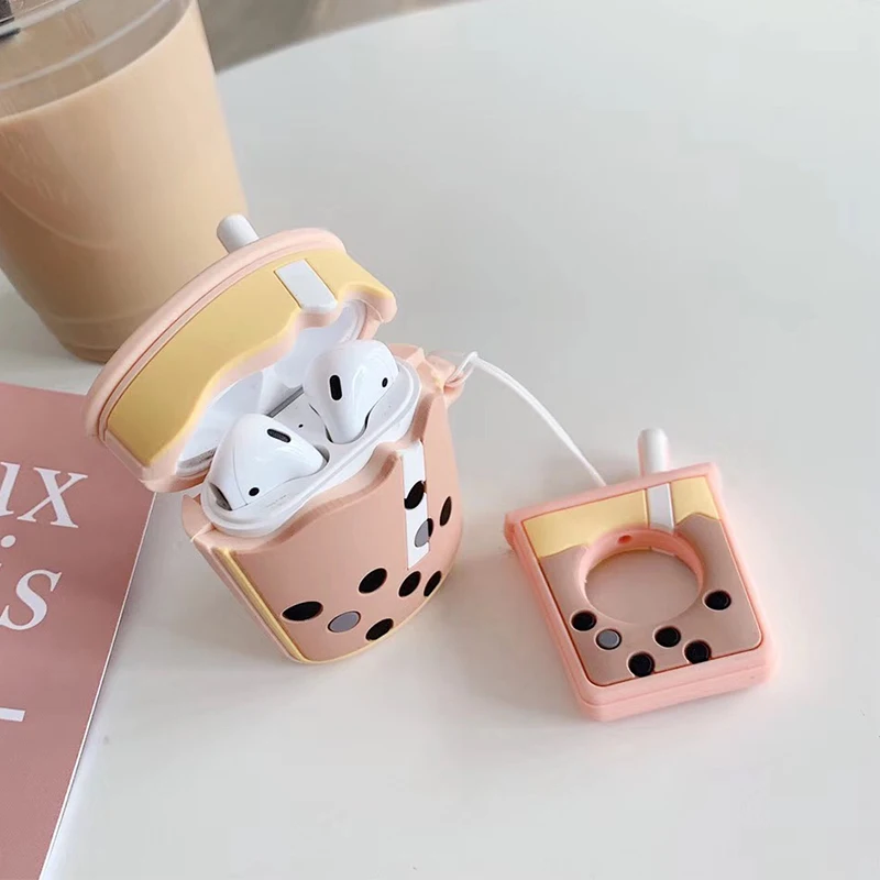 Силиконовый чехол 3D Cola Cup Milk tea с веревкой для защиты от потери аксессуары airpods
