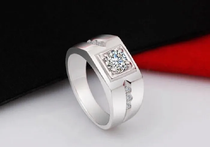 Обручальное кольцо Almei мужское модное с кристаллами белые камни CZ Циркон Anillos