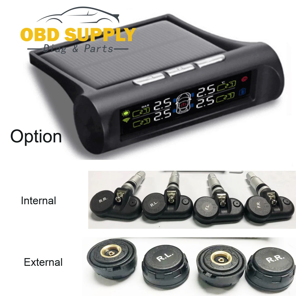 Original Solar Car TPMS Tire Pressure Monitoring System Digital LCD Display Auto Security Alarm Systems with Sensor Promotion | Автомобили