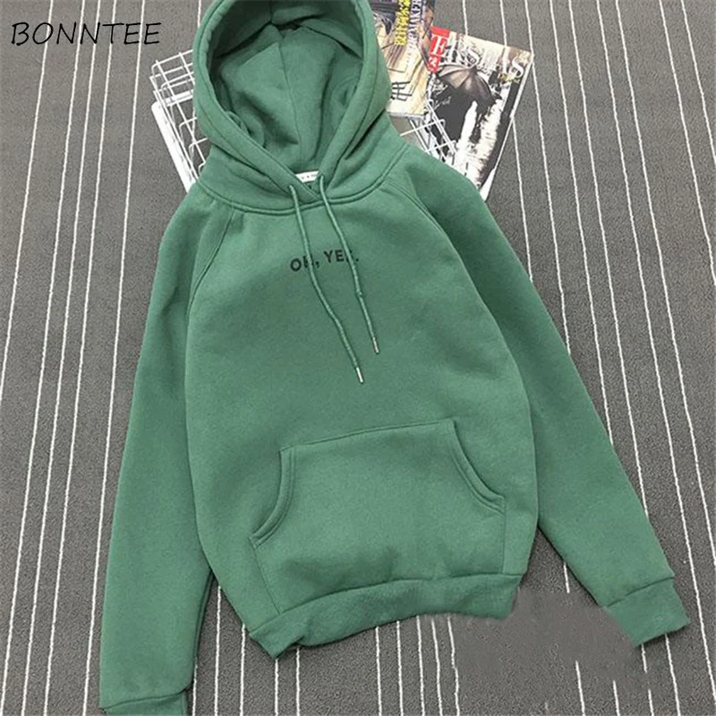 Hoodies Women Trendy Plus Velvet Warm Casual All-match Daily Kawaii Korean Long Sleeve Pocket Womens Sweatshirt Loose Student | Женская