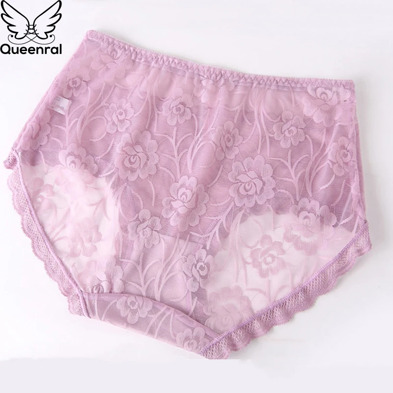 Queenral прозрачный Для женщин трусики плюс Размеры краткое XL XXL XXXL XXXXL Высокая Талия
