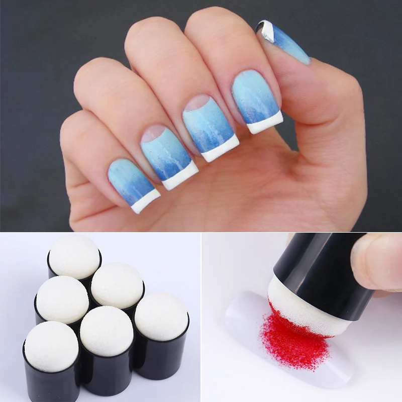 3 шт. многоразовые градиент цветущие Ручка Nail Кисточки губка головкой расставить Кисточки штамп Дизайн ногтей маникюр Инструменты акрил Дизайн ногтей uv гель