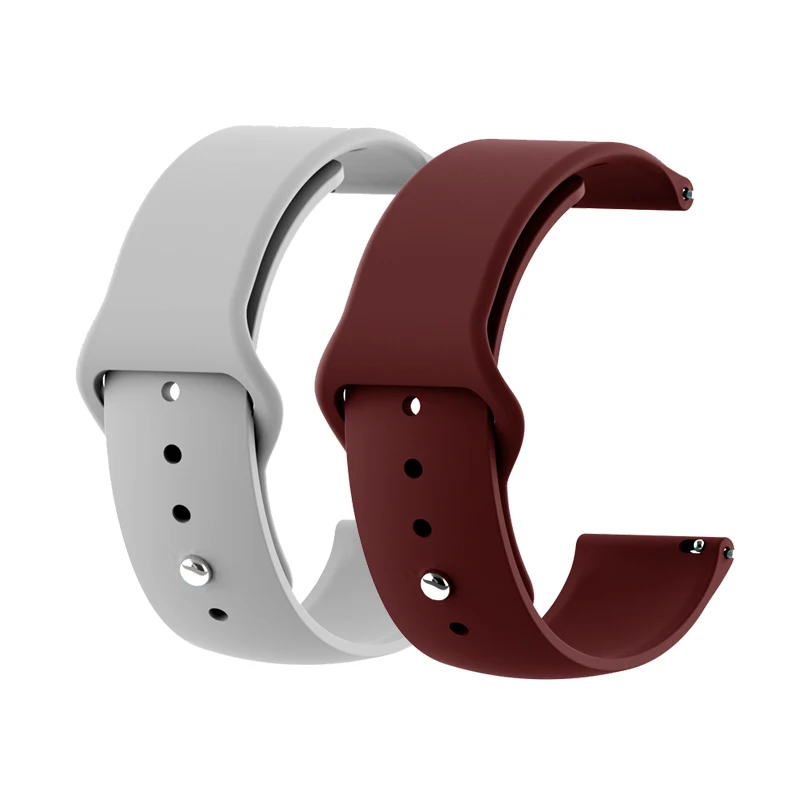Gray Wine Red 18 мм 20 мм 22 мм 2 шт силиконовый ремешок для часов gear S2 ремешок для samsung gear S3 Classic Frontier Galaxy Watch Amazfit Bip браслет - Цвет ремешка: Gray Wine Red