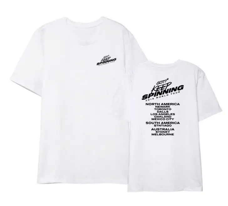 Got7 concert keep spinning, одинаковая футболка с круглым вырезом и принтом для всех членов, летняя футболка с короткими рукавами унисекс, 3 стиля - Цвет: 2