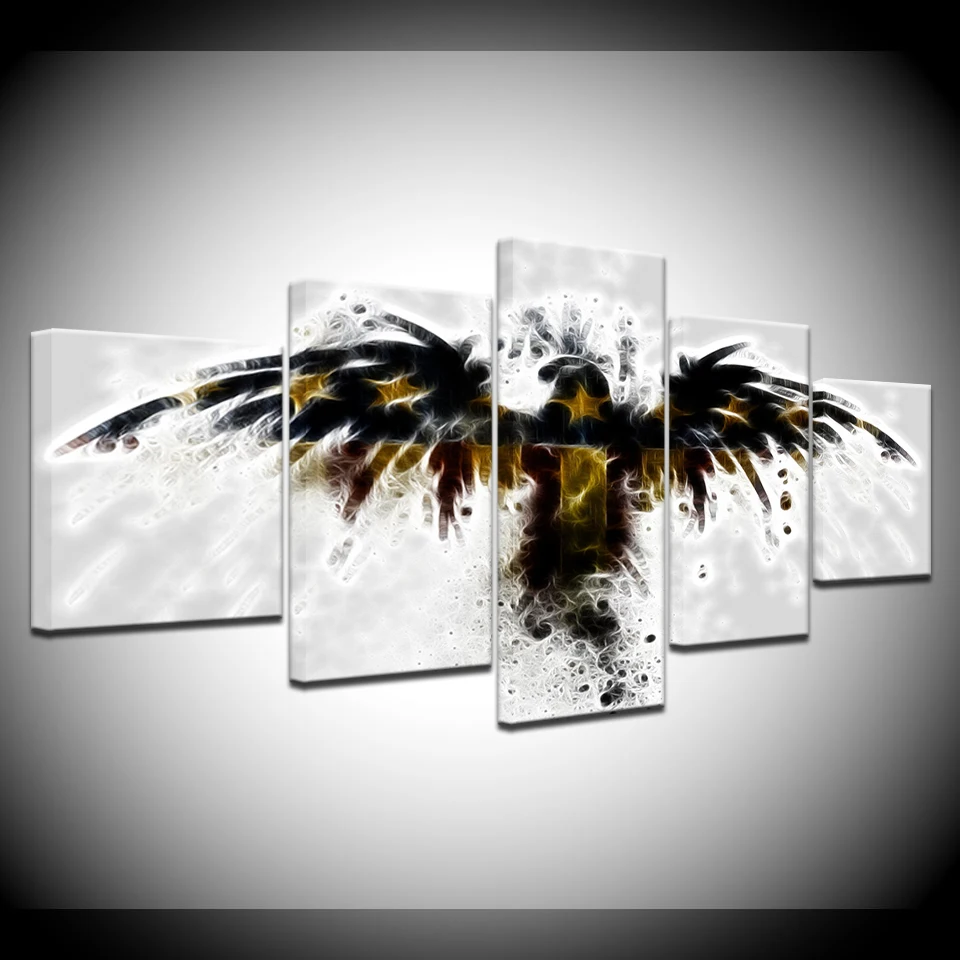 

Canvas Painting American Flag abstract Eagle 5 Pieces Wall Art Painting Modular Wallpapers Poster Print for living room Decor