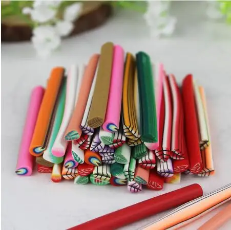 5 СМ полосы Nail Art Fimo Наклейки 3D Полимерная Глина Фрукты Цветы Перо DIY Типсы