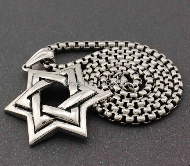 Мужская Байкерская Звезда Давида кулон ожерелье из нержавеющей стали Крутое