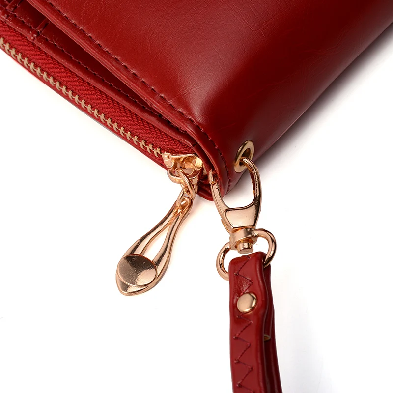 Женский кошелек кожаный держатель для карт зажим денег длинный клатч на молнии