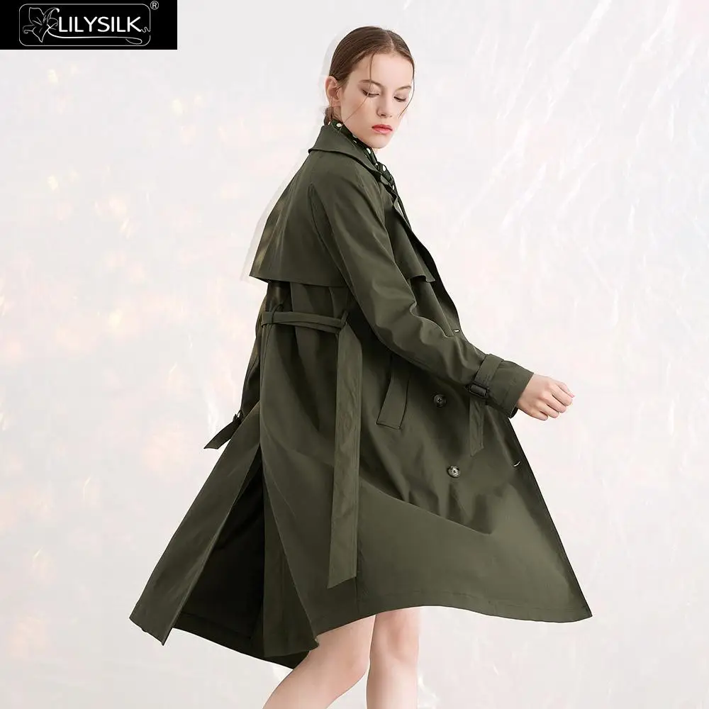 LilySilk пальто шелковая подкладка двубортное женское новое Бесплатная