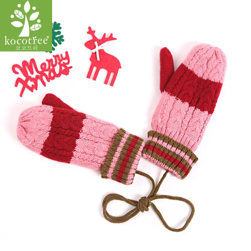 Gloves Детская теплая флисовая Шапочка с подкладкой для мальчиков и девочек, шапка с шарфом, зимние меховые шапки для детей, детские шапочки с помпоном Skullies Beanies - Цвет: Gloves