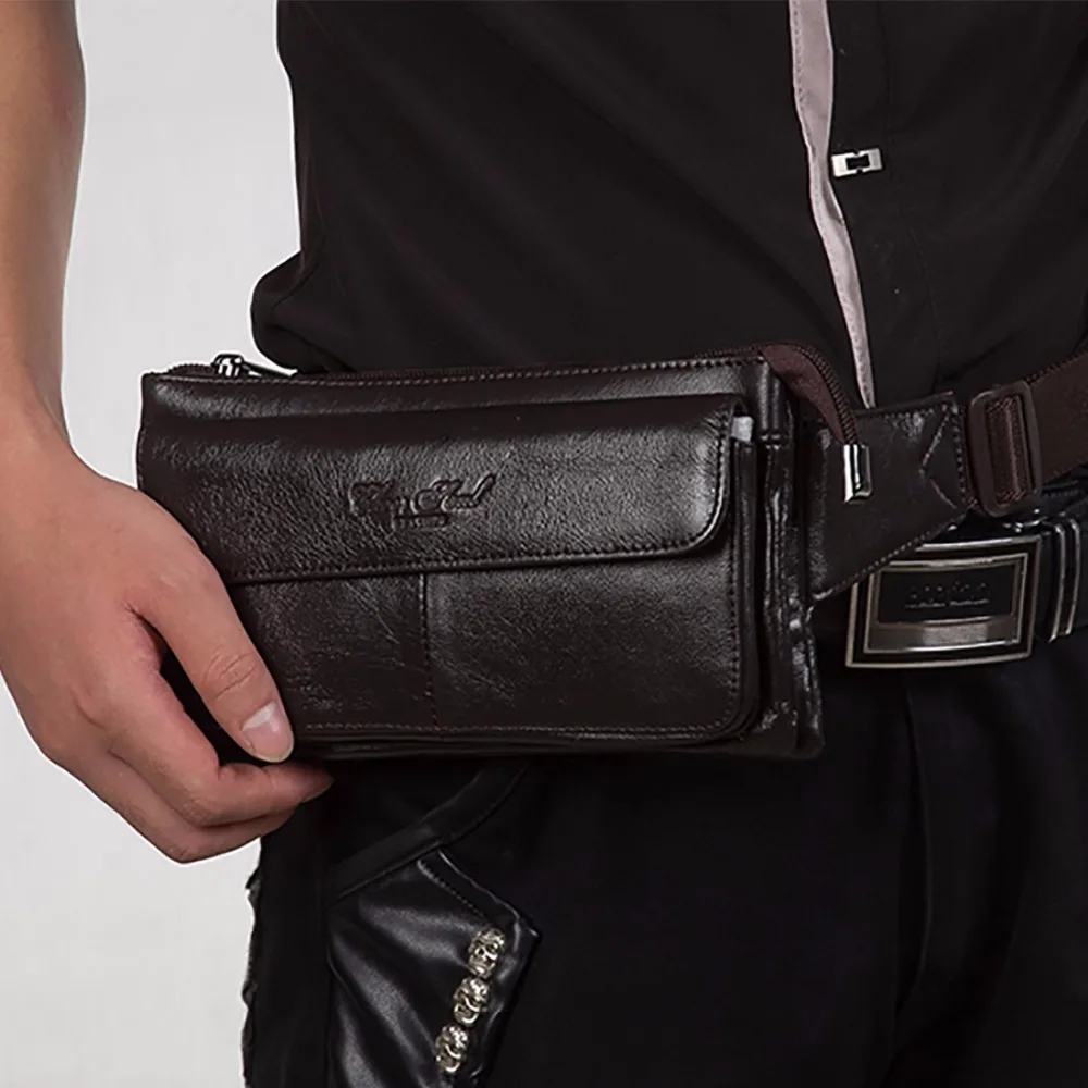Новое поступление натуральная кожа воловья поясная сумка для мужчин петля