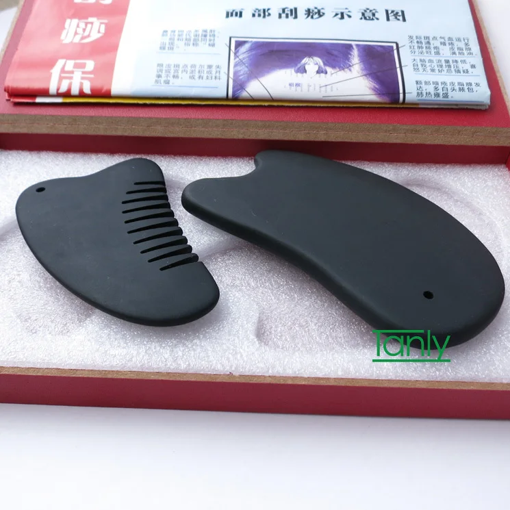 Массаж plate100 % натуральный Черный Бянь камень массажер тела и лица царапать