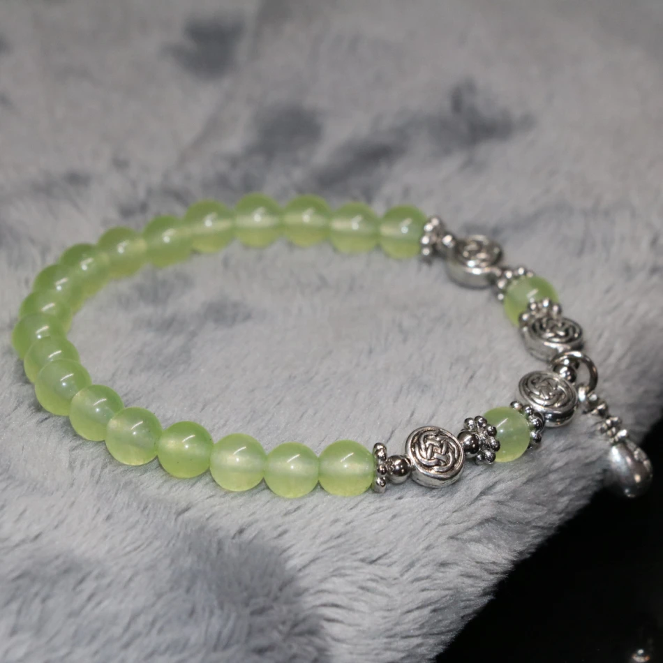 Оптовая цена уникальный 6 мм нитка круглых бусин браслет натуральный зеленый