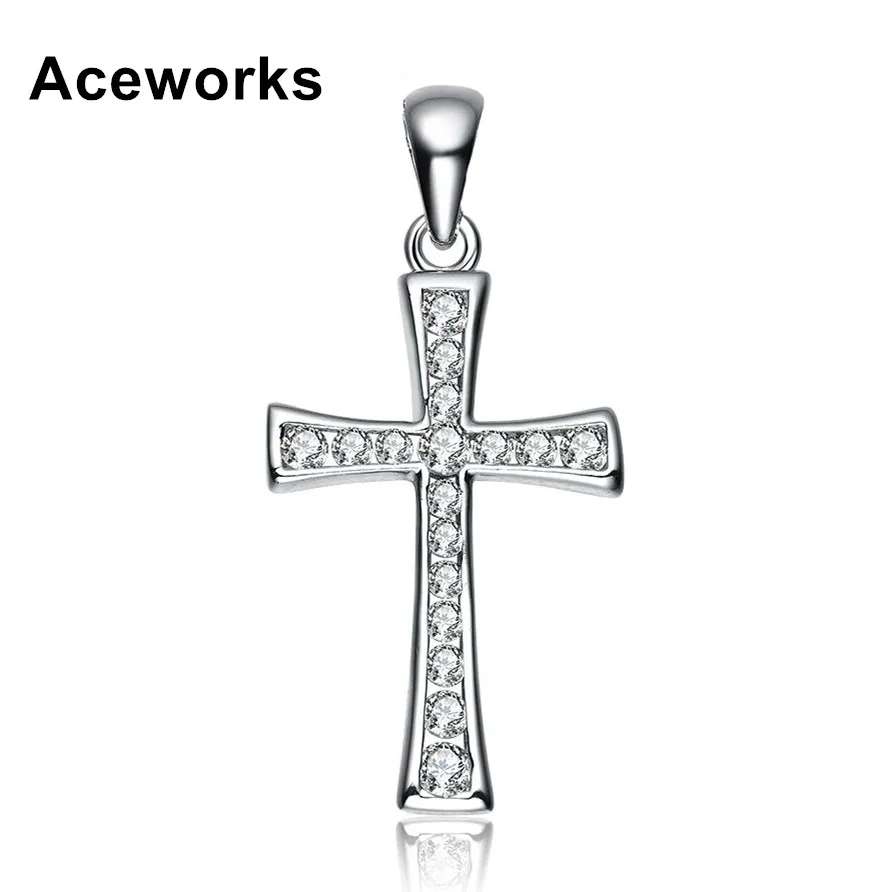 Женский кулон-крест из серебра 100% пробы с фианитом | Украшения и аксессуары