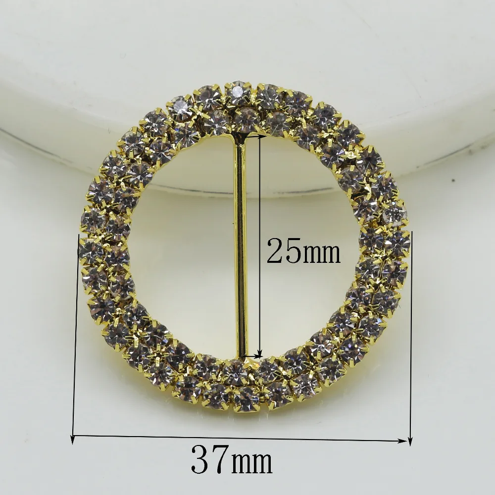 

Factory Price Golden Shiny 20pc Round Plated Rhinestone Buckle Invited To The Wedding Rbbon Slider Belt Buckle Slider Decoration