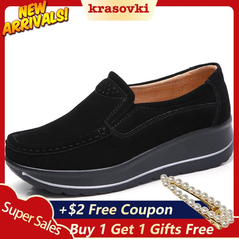 Krosovki/Женская обувь из натуральной кожи сезон весна осень на платформе без