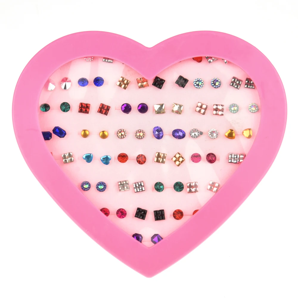 36 пар женские Разноцветные квадратные круглые серьги в форме сердца с