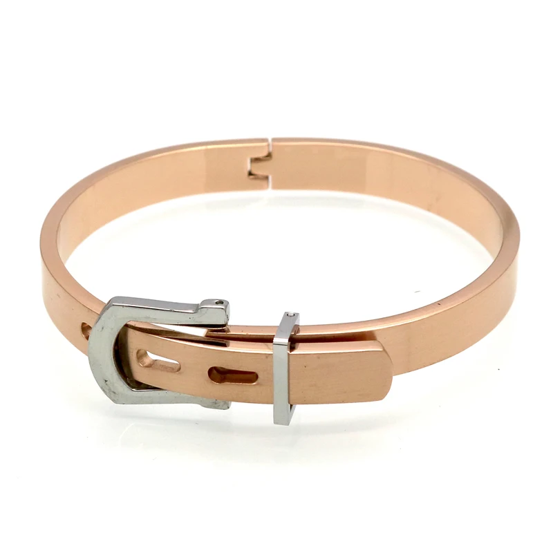 Rose Gold And Silver Роскошные стильные новые модные мужские/женские браслеты из нержавеющей стали для женщин золотого цвета Регулируемая пряжка для ремня браслеты и браслеты - Окраска металла: Rose Gold And Silver
