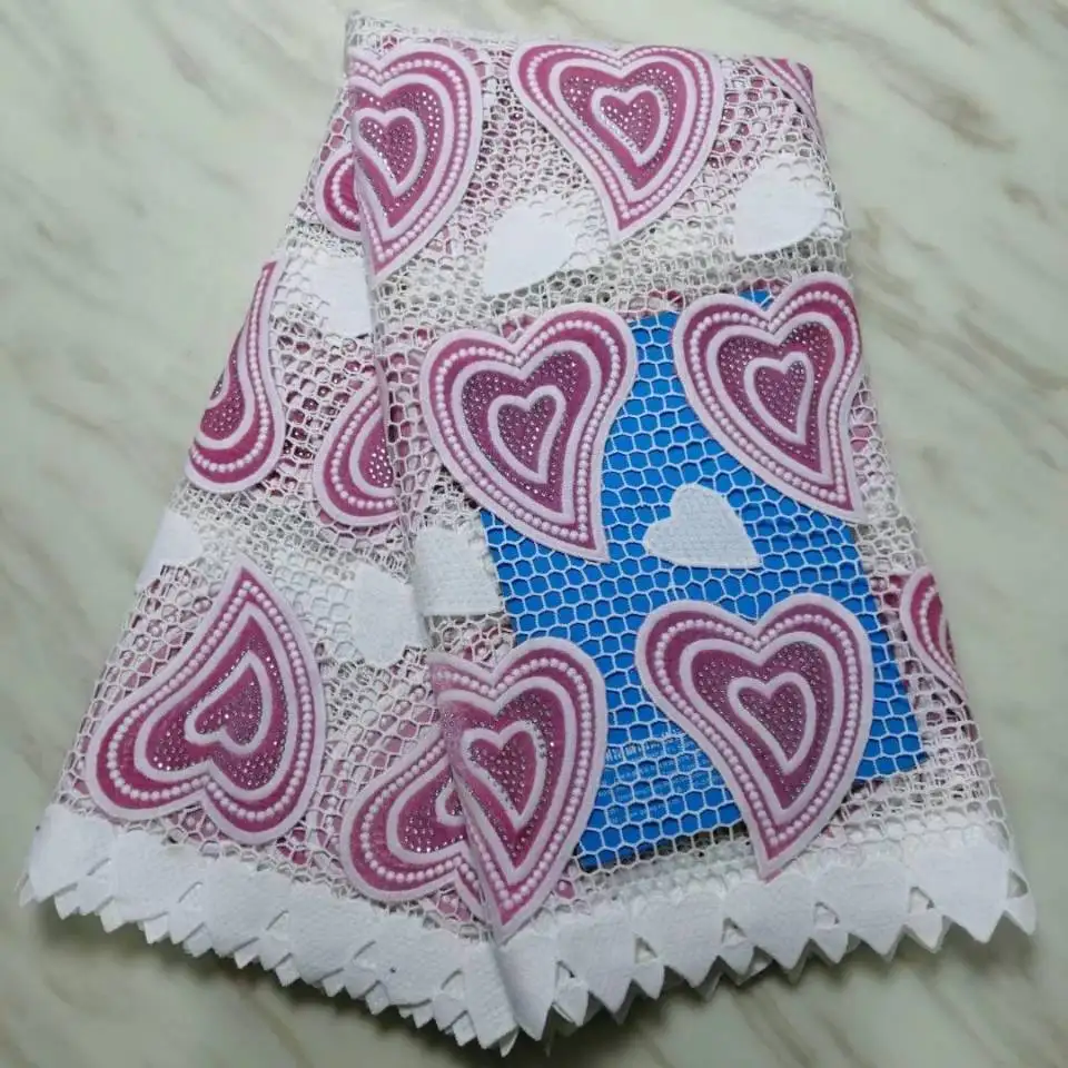 5Yards/pc Fashionable white african milk silk lace and royal blue french velvet fabric with rhinestone for dress BM21-1 | Дом и сад