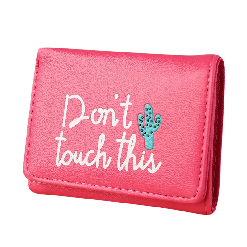 Женские кошельки с буквенным принтом кактус из искусственной кожи застежкой