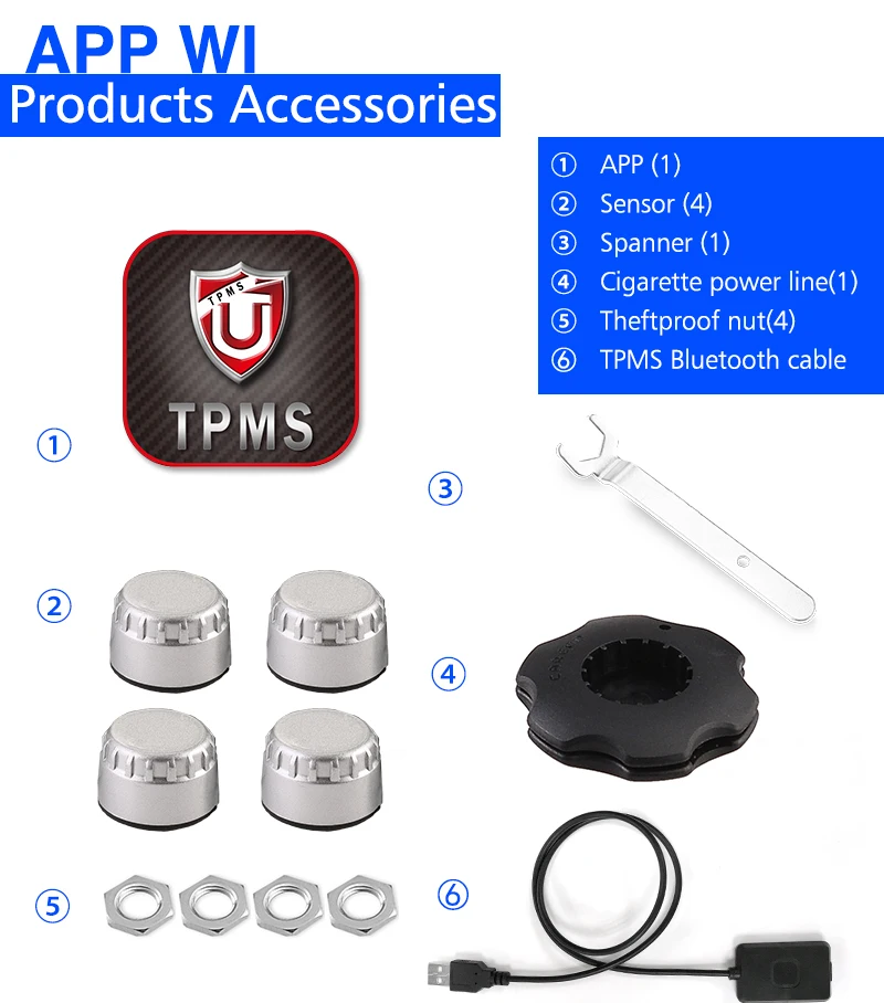 CAREUD Универсальный Tpms автомобильный монитор давления в шинах Bluetooth система