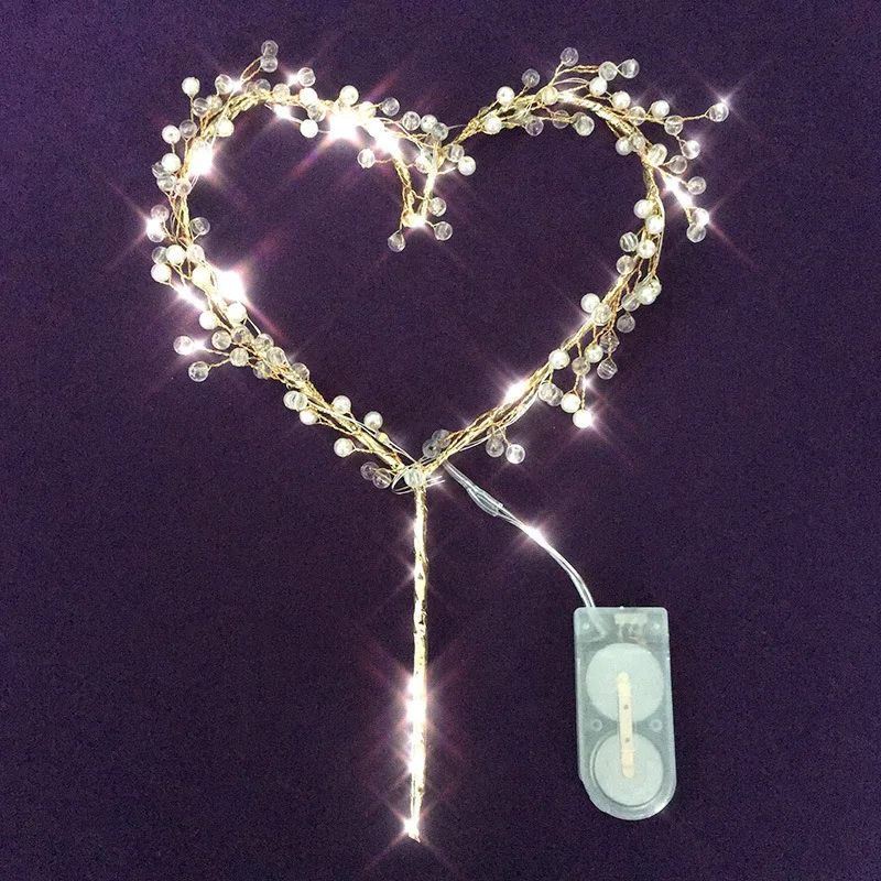 LED Сердце светодиодный кексы торт топперы детский душ для девочки Топпер для торта «С Днем Рождения» вечерние украшения поставщиков торта украшения инструмент - Цвет: LED