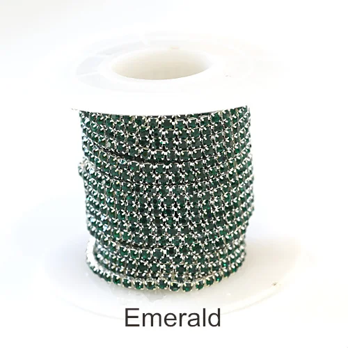 Emerald SS6, 1 ярд, 5 ярдов, Красочные Стразы, цепочка, стекло, ПРИШИТАЯ отделка, с серебряным интенсивным коготком, для украшения своими руками, F0091 - Цвет: Emerald
