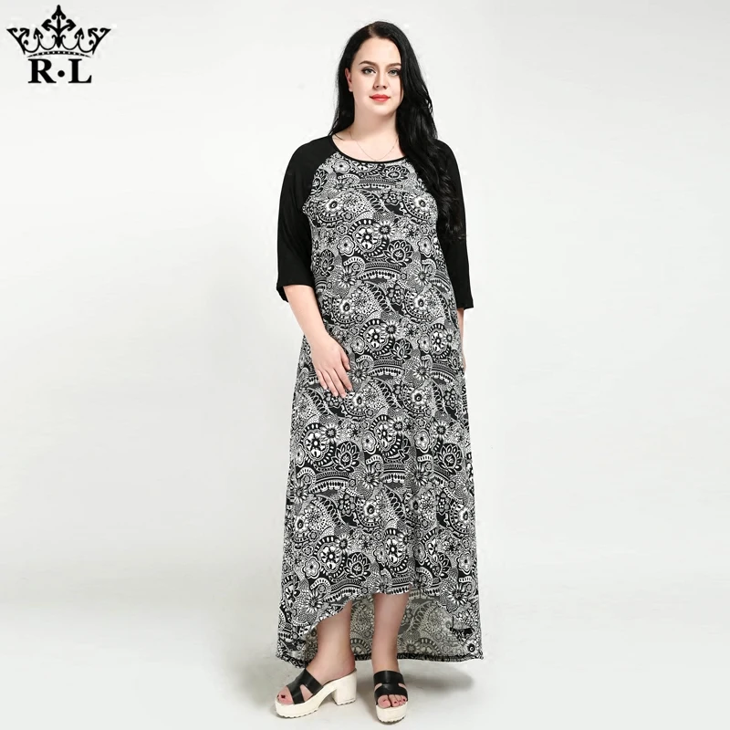 

Bohemian Print Dress XL Short and Long Fashion Mopping Straight Dress