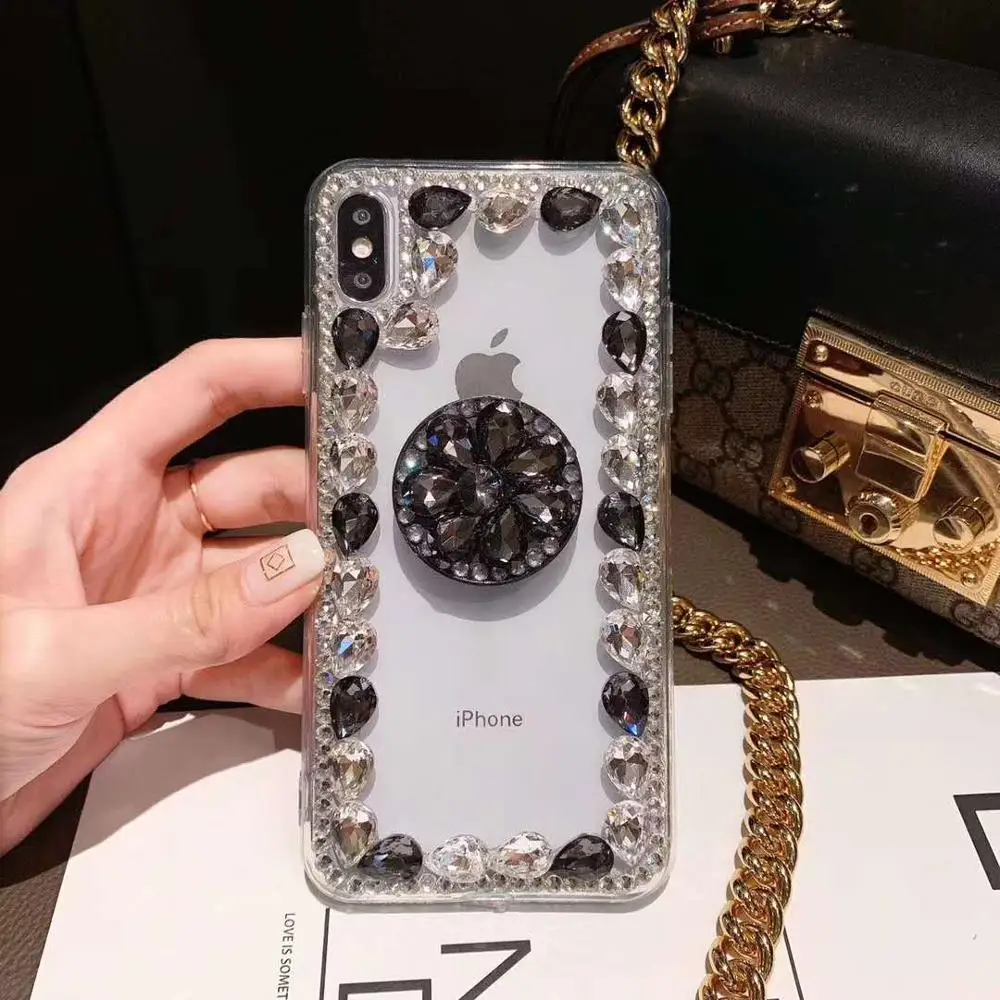 Блестящий Алмазный держатель чехол для iPhone 12 Mini 11 Pro Max XR XS MAX X 8 7 6 6S Plus телефона