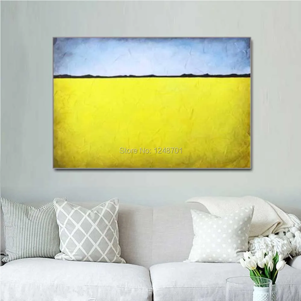

Hand Painted Abstract Blue Yellow Landscape Oil Painting On Canvas Yellow Blue Color Wall Art Picture For Living Room Home Decor