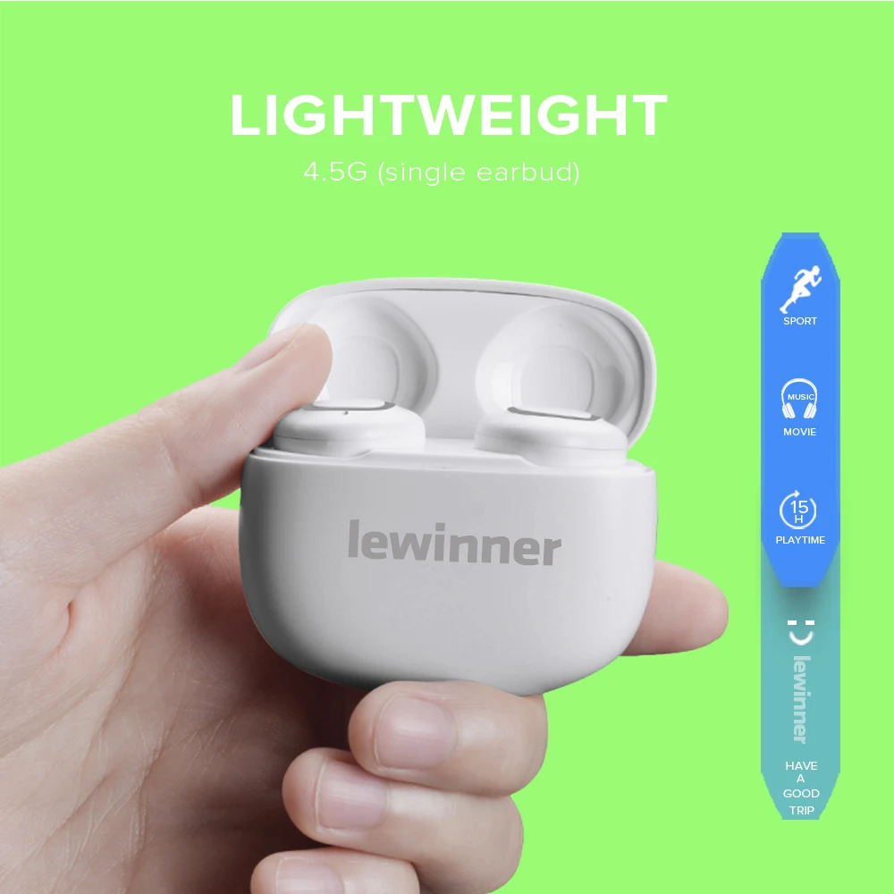 Lewinner V09 Bluetooth наушники беспроводные наушники TWS наушники 500 мАч Мини зарядный чехол глубокий бас стерео звук с микрофоном
