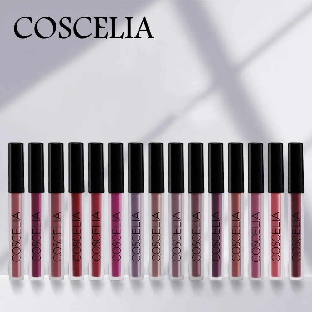 Coscelia 15 шт./компл. отделкой в виде красных губ, матовый, Длительное Действие, Водонепроницаемый блеск для губ Профессиональный макияж полный губная помада набор для косметики губная помада