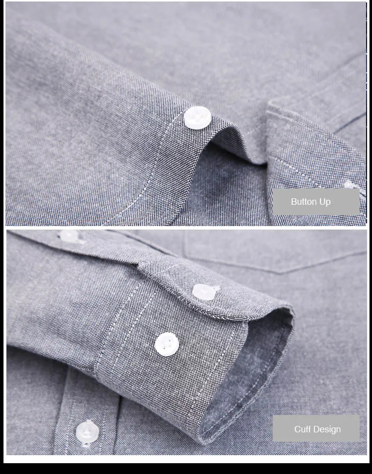 Осень Оксфорд рубашка для мужчин одноцветное цвета Slim Fit с длинными рукавами и пуговицы подпушка Smart повседневное белые рубашк