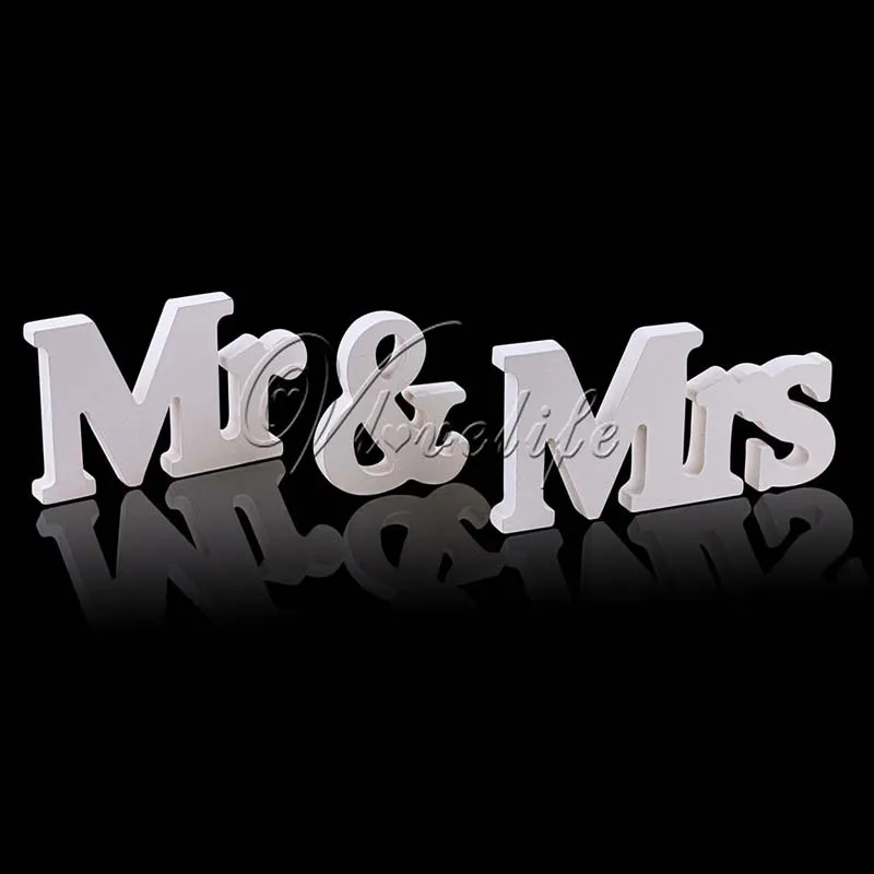 Домашний декор белый цвет Mr &amp Mrs формы деревянные буквы для свадьбы украшения