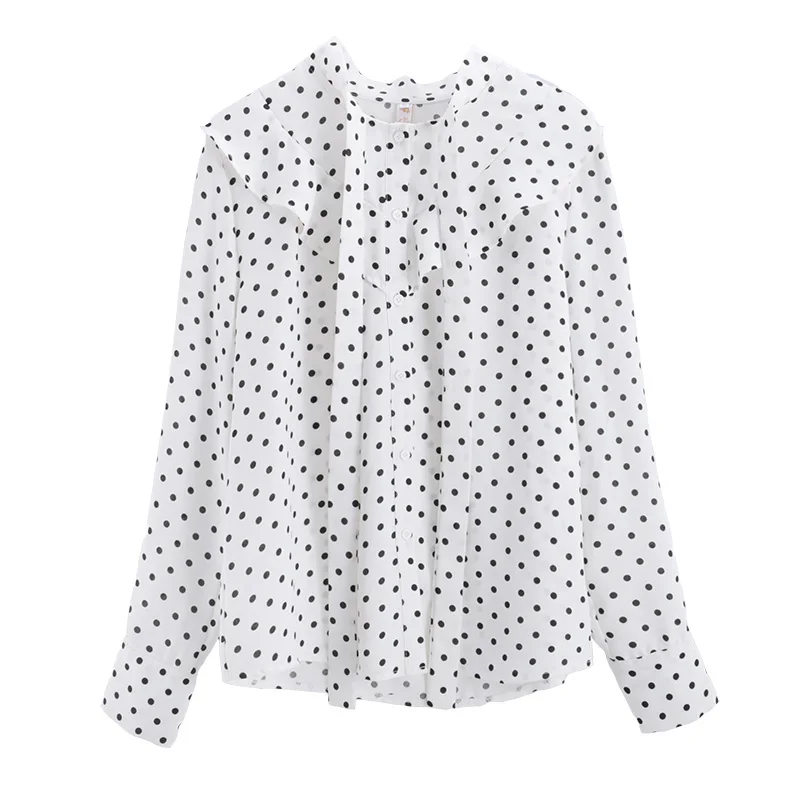 

2020 spring blouse women white shirt long sleeve polka dot bow Chiffon Blouse office lady fashion tops