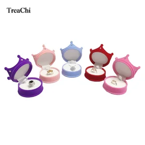 Модная бархатная витрина для колец, серьги в форме короны принцессы, контейнер для хранения, милое ожерелье, кольцо, подарочная коробка