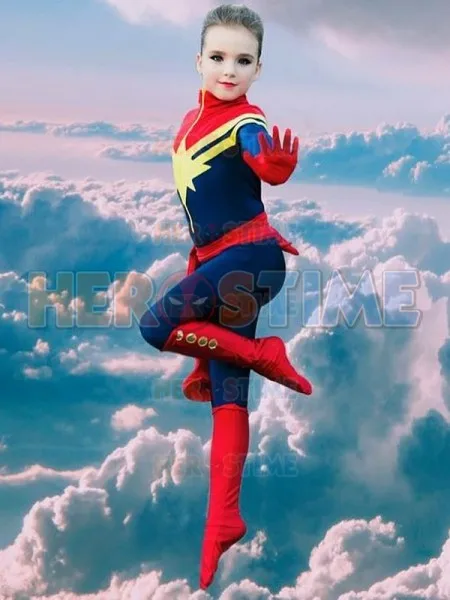 Детские Костюмы супергероев Ms Marvel Carol Danvers костюм супергероя для девочек на