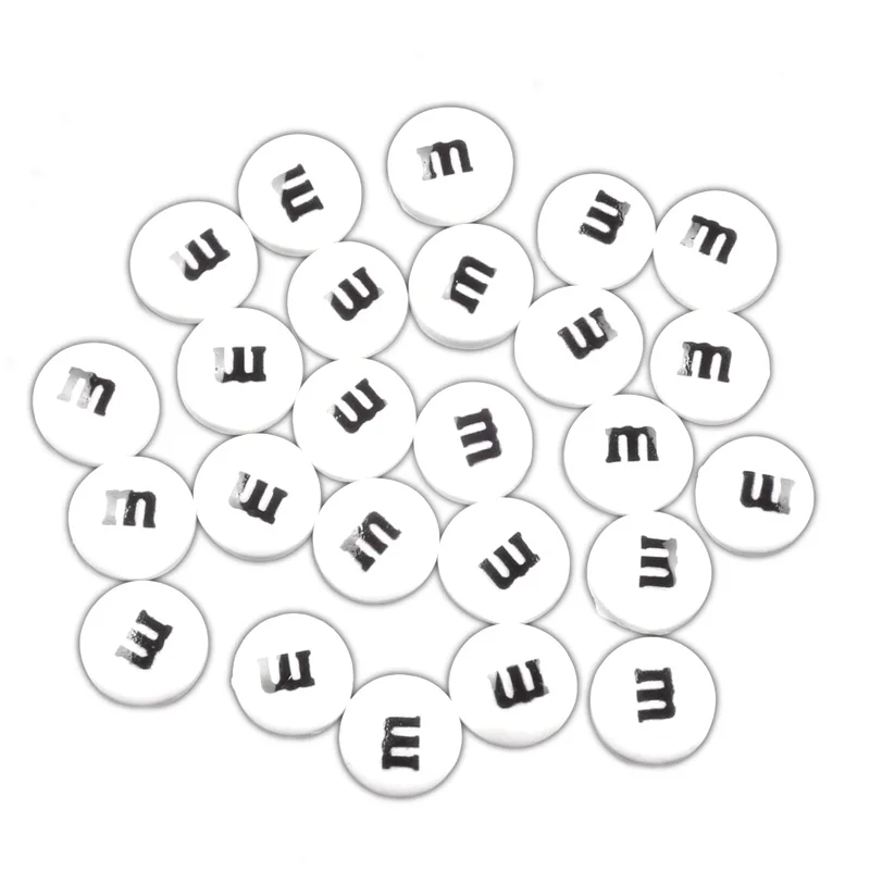 50 шт. 14 мм белые полимерные украшения буквы M бусины с плоским основанием кабошон