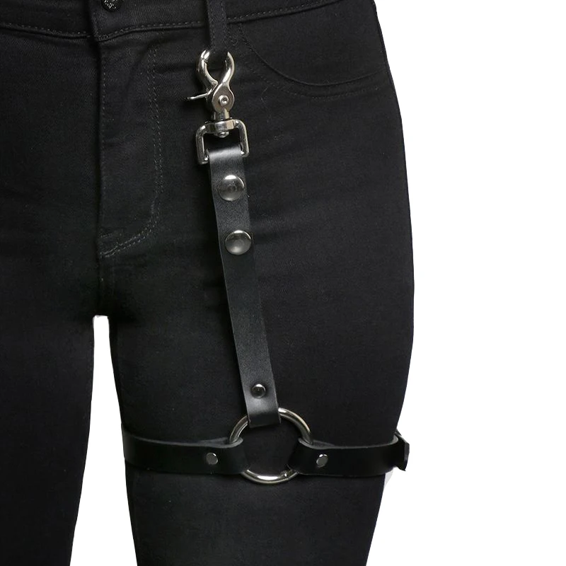 Подвязки из натуральной кожи ручной работы в стиле панк/готика 100%|harness suspender|leg