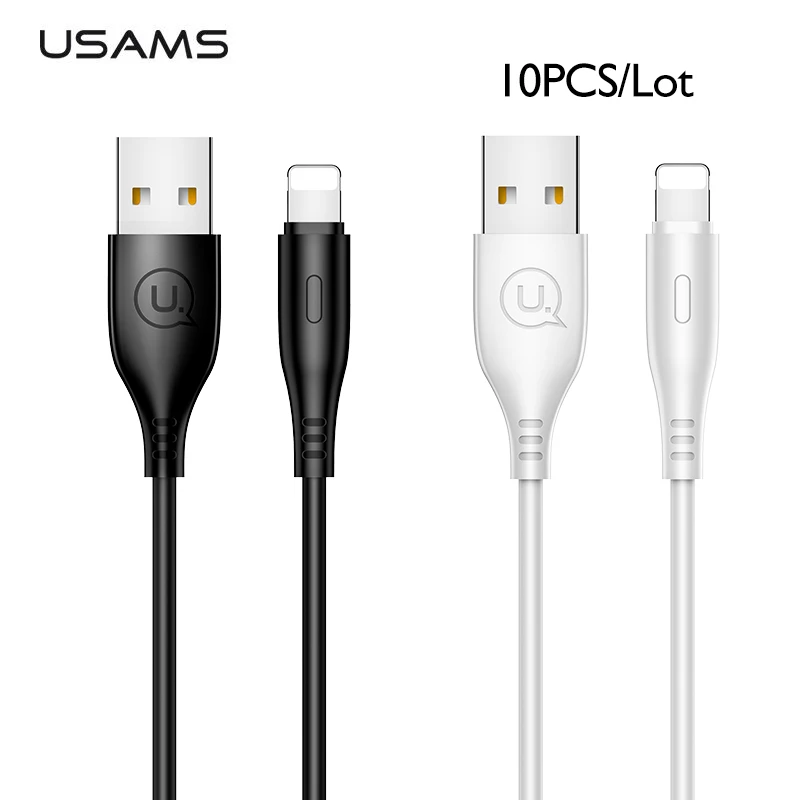 10 шт./лот USAMS USB кабель для iPhone быстрой зарядки синхронизации данных iOS 12 11 Круглый