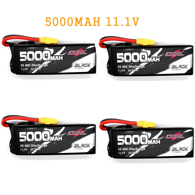 4PCS 11.1V 3S 1/2/4 шт. CNHL черная серия 5000 мА/ч, 11,1 V/14,8 V 3S 4S 40C Lipo Батарея XT90 разъем для дрона с дистанционным управлением с видом от первого лица запасные Запчасти Радиоуправляемый квадрокоптер - Цвет: 4PCS 11.1V 3S