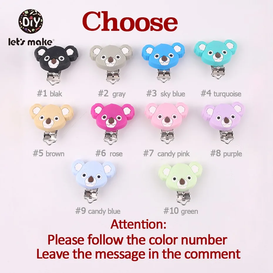 1 шт. зажим для соски Let's Make милый коала силиконовый Прорезыватель зубов