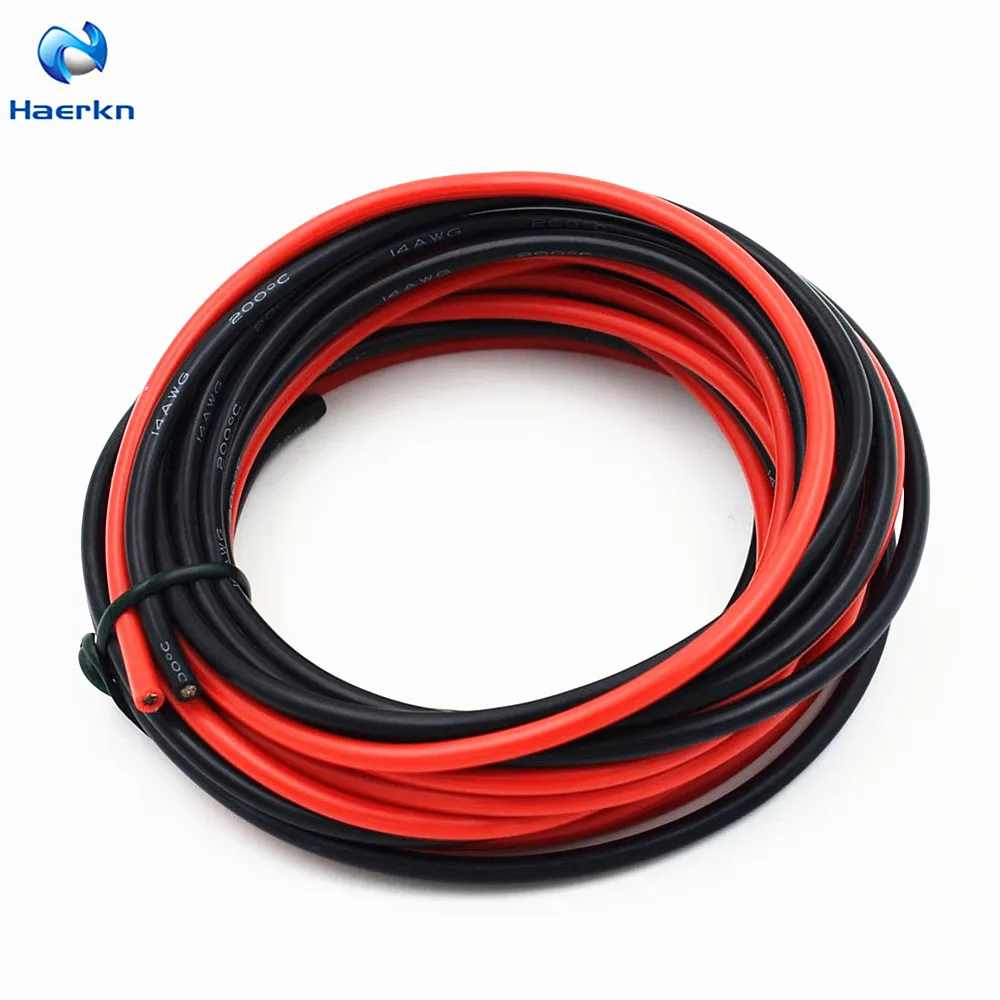 14awg2. 08 мм2 Электрический кабель 3 метра [1 5 м черный и 1 красный] мягкая гибкая