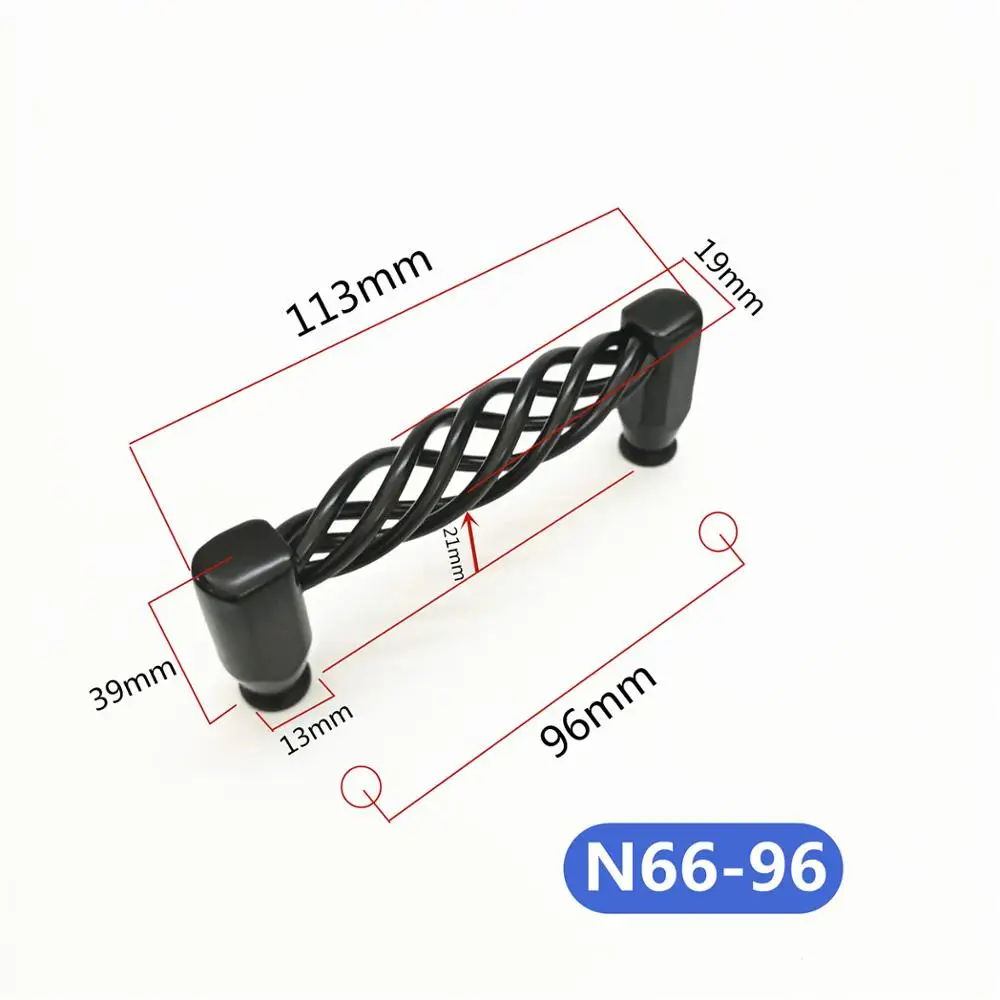 Hole pitch 96mm Черный Клетка Стиль Выдвижной ящик для мебели тянет для шкафа комода шкафа двери шкафа отверстия CC 96/128/160/192 мм - Цвет: Hole pitch 96mm