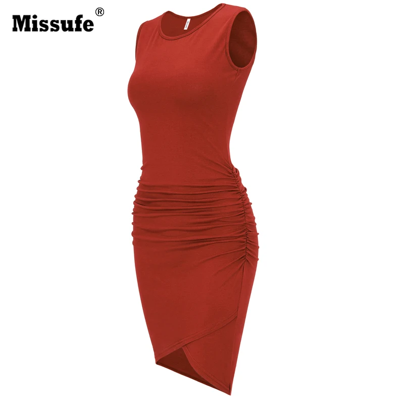 Missufe Бандажное женское платье-карандаш Плиссированное Vestidos летнее офисное