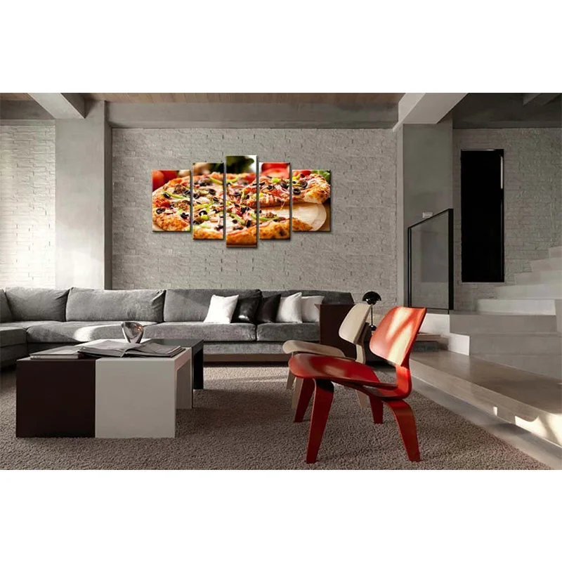 5 панелей настенная живопись пиццы еда печать на холсте картина картинки для дома