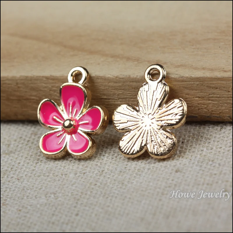 Оптовая продажа 50 шт эмалированный сплав золотой цвет ювелирные изделия цветок