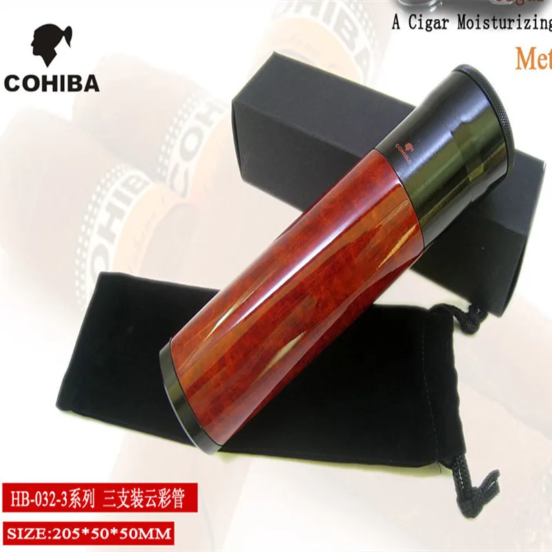 COHIBA чехол для сигар Humidor с увлажнителем красная цилиндрическая трубка для сигар портативные гаджеты алюминиевый сплав путешествия HB032